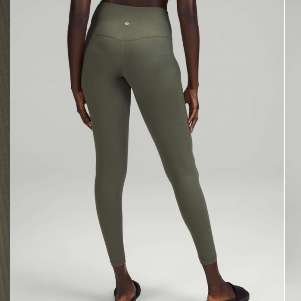 Lululemon Align Ribbed High Rise Pant 28 Army Green W5EU7S Size 4 Leggings